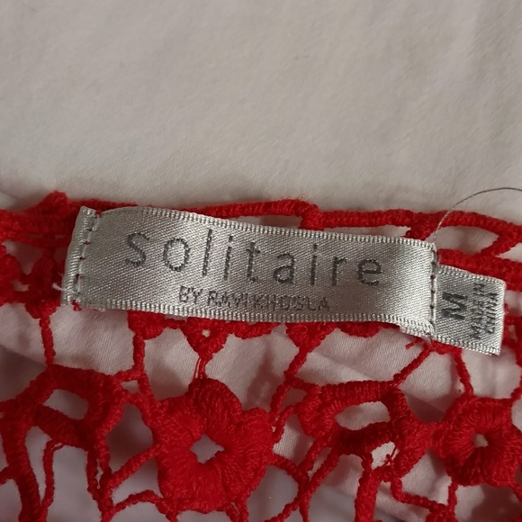 Sexy Crochet Dress Bright Red v Feminine Ravi Khosla Long Mini Short Midi sz Med - Picture 6 of 8